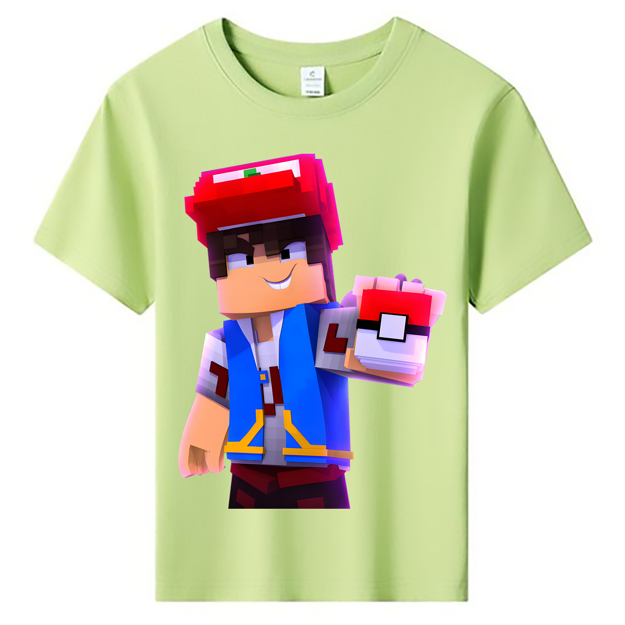 （画像用） マインクラフト ブロックの世界 Minecraft MC Block world 綿100％キッズTシャツ（フロントプリント）